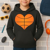 Basketball Shaped Heart Kids Hoodie