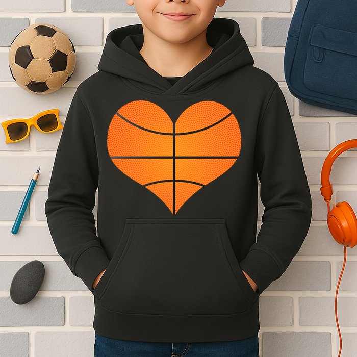 Basketball Shaped Heart Kids Hoodie