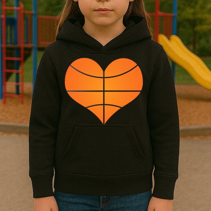 Basketball Shaped Heart Kids Hoodie