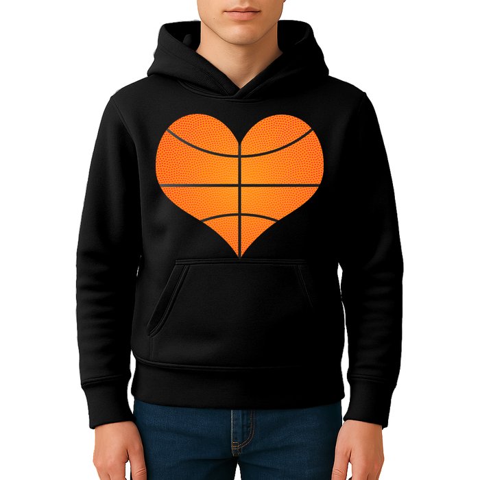 Basketball Shaped Heart Kids Hoodie