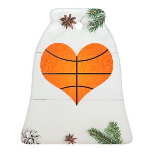 Basketball Shaped Heart Ceramic Bell Ornament