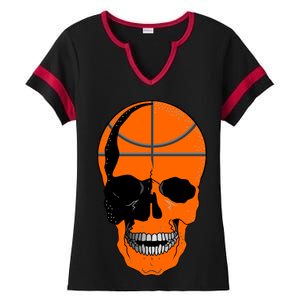 Basketball Skeleton Bone Skull Ladies Halftime Notch Neck Tee