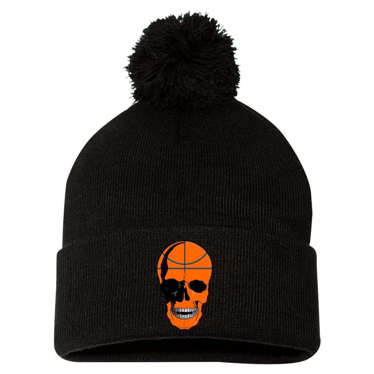 Basketball Skeleton Bone Skull Pom Pom 12in Knit Beanie