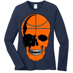 Basketball Skeleton Bone Skull Ladies Long Sleeve Shirt