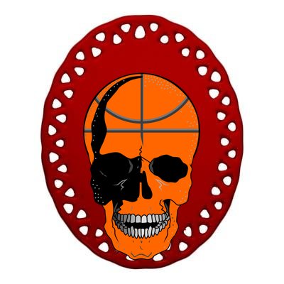 Basketball Skeleton Bone Skull Ceramic Oval Ornament