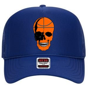 Basketball Skeleton Bone Skull High Crown Mesh Back Trucker Hat