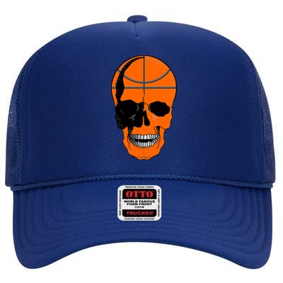 Basketball Skeleton Bone Skull High Crown Mesh Back Trucker Hat