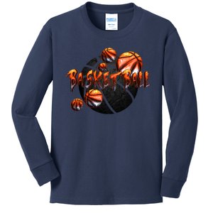 Basketball Stone Logo Kids Long Sleeve Shirt