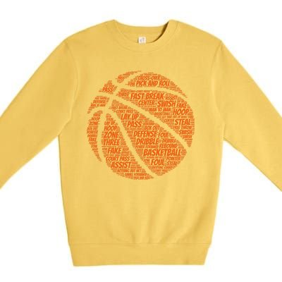 Basketball Word Text Art Premium Crewneck Sweatshirt