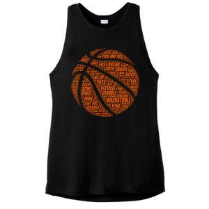 Basketball Word Text Art Ladies PosiCharge Tri-Blend Wicking Tank