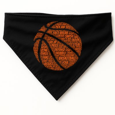 Basketball Word Text Art USA-Made Doggie Bandana