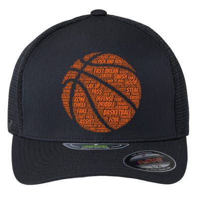 Basketball Word Text Art Flexfit Unipanel Trucker Cap