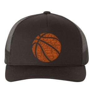 Basketball Word Text Art Yupoong Adult 5-Panel Trucker Hat