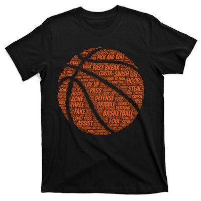 Basketball Word Text Art T-Shirt