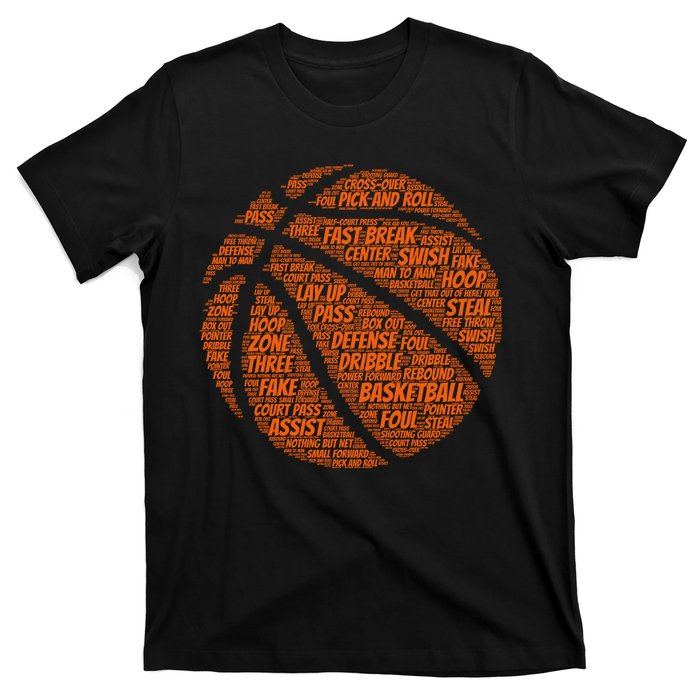 Basketball Word Text Art T-Shirt