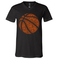 Basketball Word Text Art V-Neck T-Shirt