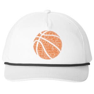 Basketball Word Text Art Snapback Five-Panel Rope Hat