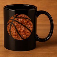 Basketball Word Text Art 11oz C Handle Ceramic Mug