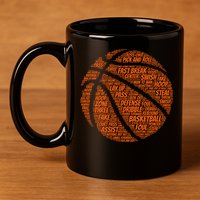 Basketball Word Text Art 11oz C Handle Ceramic Mug
