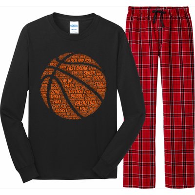 Basketball Word Text Art Long Sleeve Pajama Set