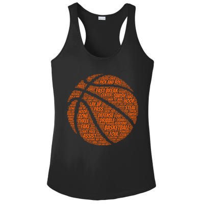 Basketball Word Text Art Ladies PosiCharge Competitor Racerback Tank