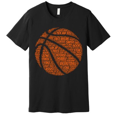 Basketball Word Text Art Premium T-Shirt