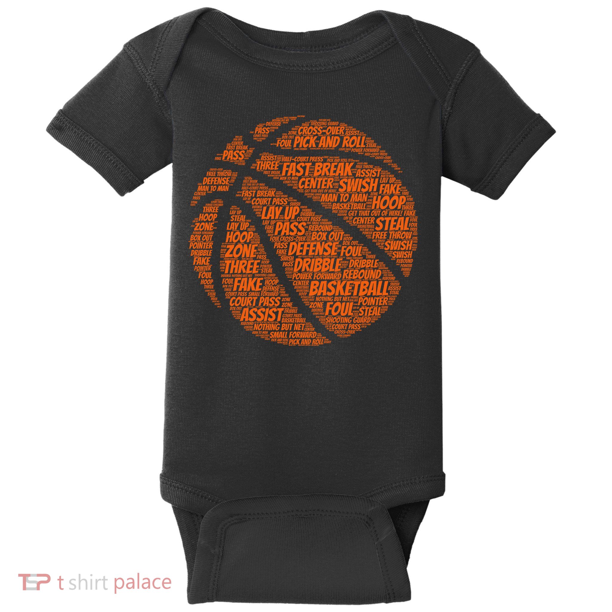 Basketball Word Text Art Baby Bodysuit