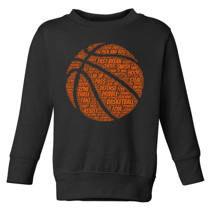 Basketball Word Text Art Toddler Sweatshirt