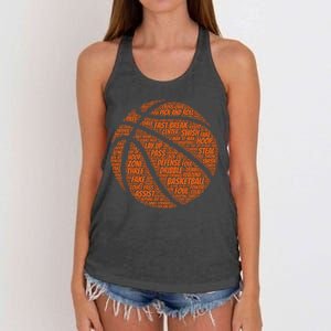 Basketball Word Text Art Women's Knotted Racerback Tank