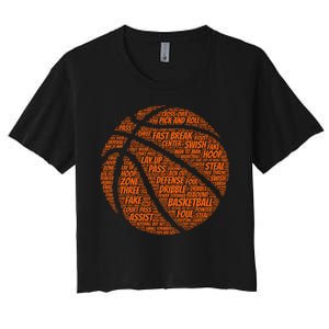 Basketball Word Text Art Women's Crop Top Tee