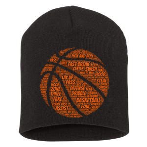 Basketball Word Text Art Short Acrylic Beanie