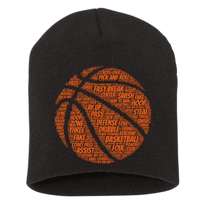 Basketball Word Text Art Short Acrylic Beanie