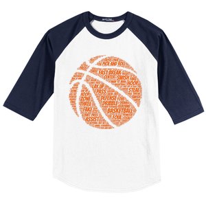 Basketball Word Text Art Baseball Sleeve Shirt