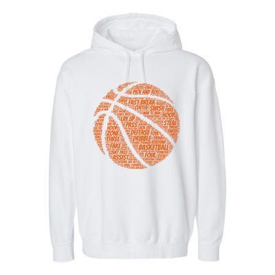 Basketball Word Text Art Garment-Dyed Fleece Hoodie