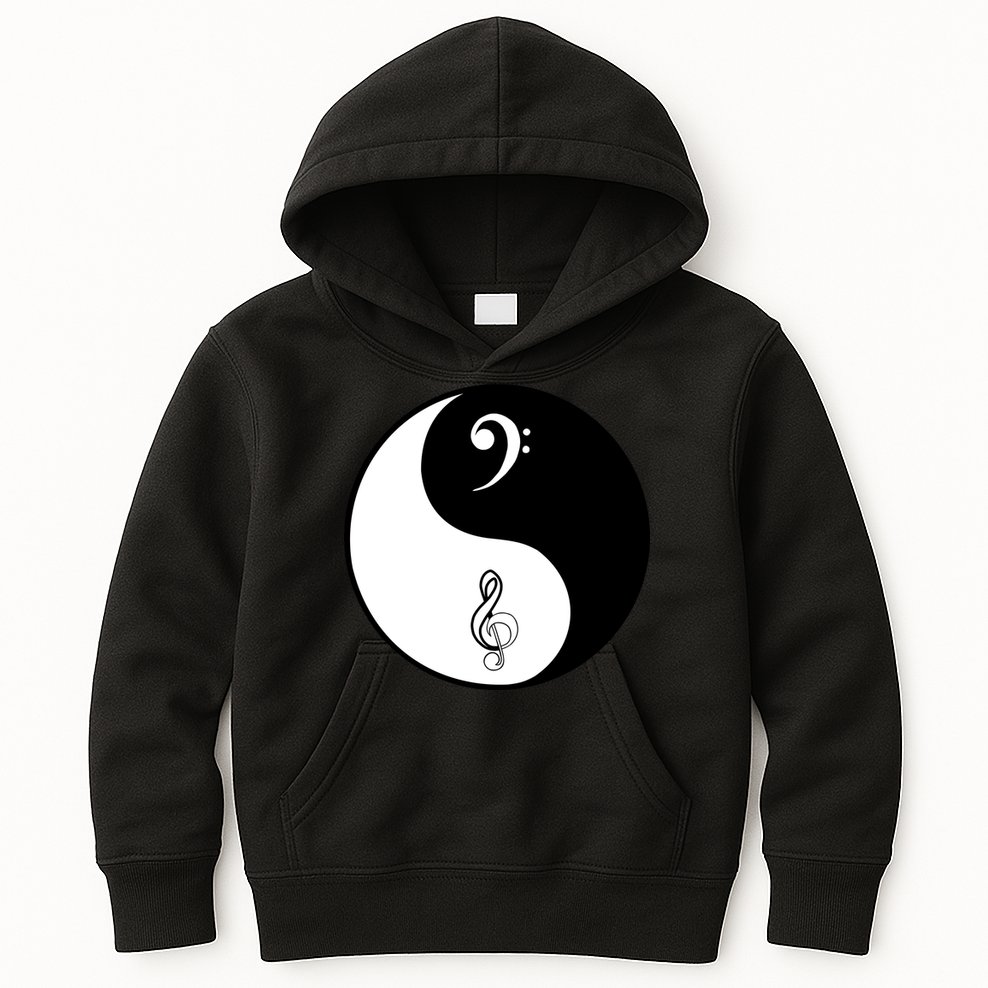 Bass & Treble Yin Yang Signs Kids Hoodie