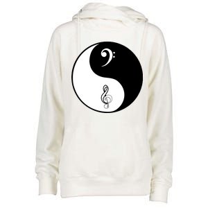 Bass & Treble Yin Yang Signs Womens Funnel Neck Pullover Hood