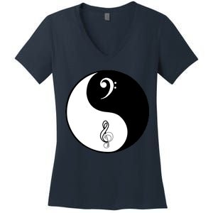 Bass & Treble Yin Yang Signs Women's V-Neck T-Shirt