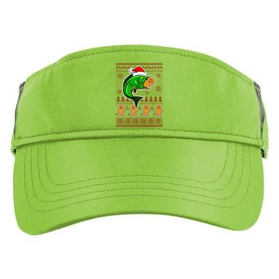 Bass Fish Eating Gingerbread Man Ugly Christmas Fishing Adult Drive Performance Visor