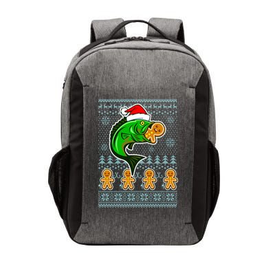 Bass Fish Eating Gingerbread Man Ugly Christmas Fishing Vector Backpack