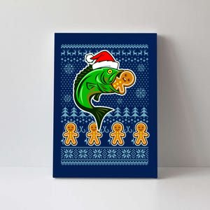 Bass Fish Eating Gingerbread Man Ugly Christmas Fishing Canvas