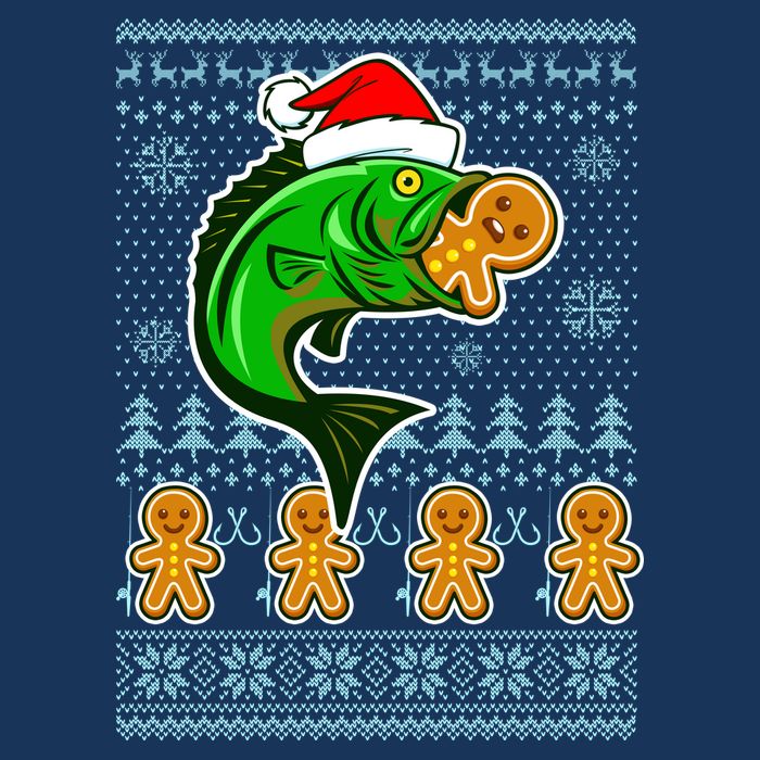 Bass Fish Eating Gingerbread Man Ugly Christmas Fishing Visor