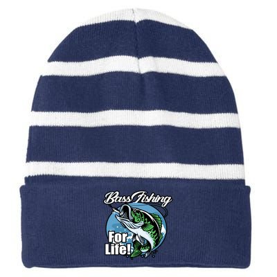 Bass Fishing For Life Striped Beanie with Solid Band