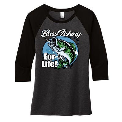 Bass Fishing For Life Women's Tri-Blend 3/4-Sleeve Raglan Shirt