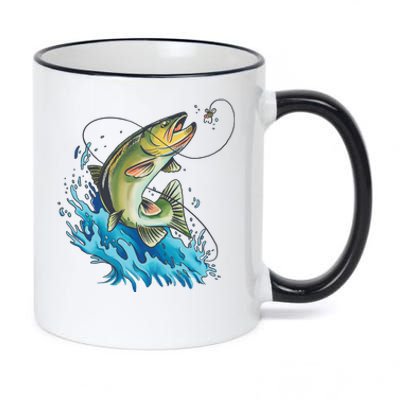 Bass Fishing Water 11oz Black Color Changing Mug