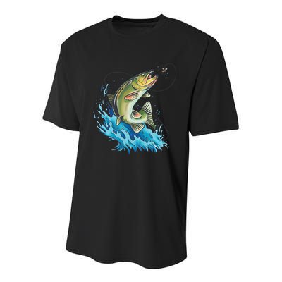 Bass Fishing Water Youth Performance Sprint T-Shirt