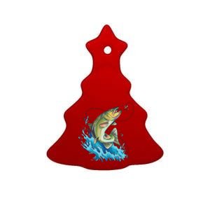 Bass Fishing Water Ceramic Tree Ornament