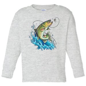 Bass Fishing Water Toddler Long Sleeve Shirt