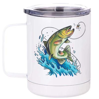 Bass Fishing Water 12 oz Stainless Steel Tumbler Cup