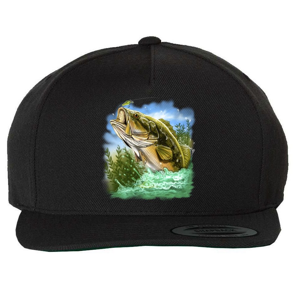 Bass In Action Wool Snapback Cap