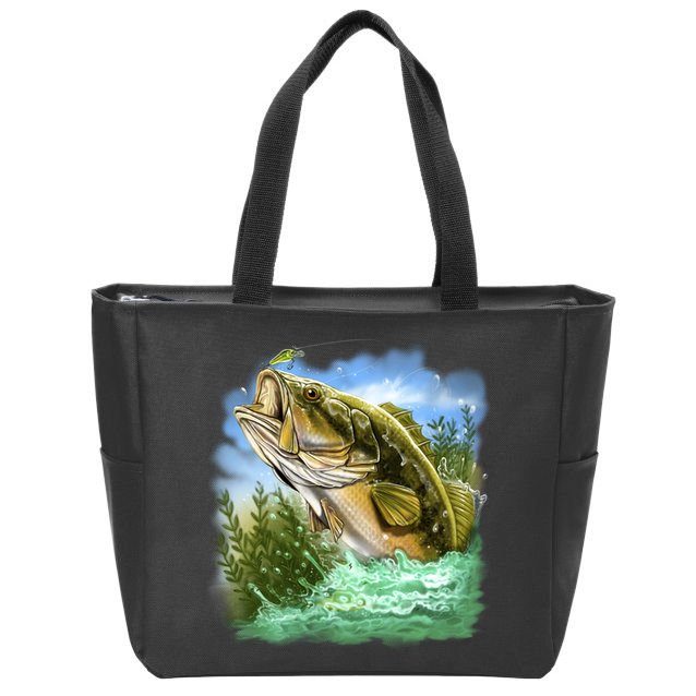 Bass In Action Zip Tote Bag